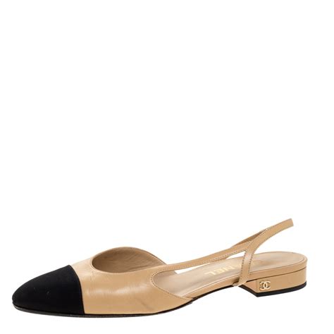 chanel black and tan slingbacks|chanel slingbacks flats.